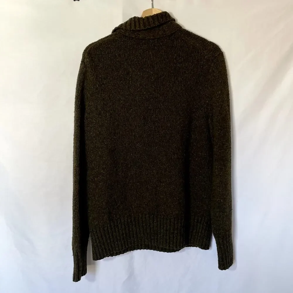 Banana Republic lambswool dark green collared neck detail knit sweater men's‎ L